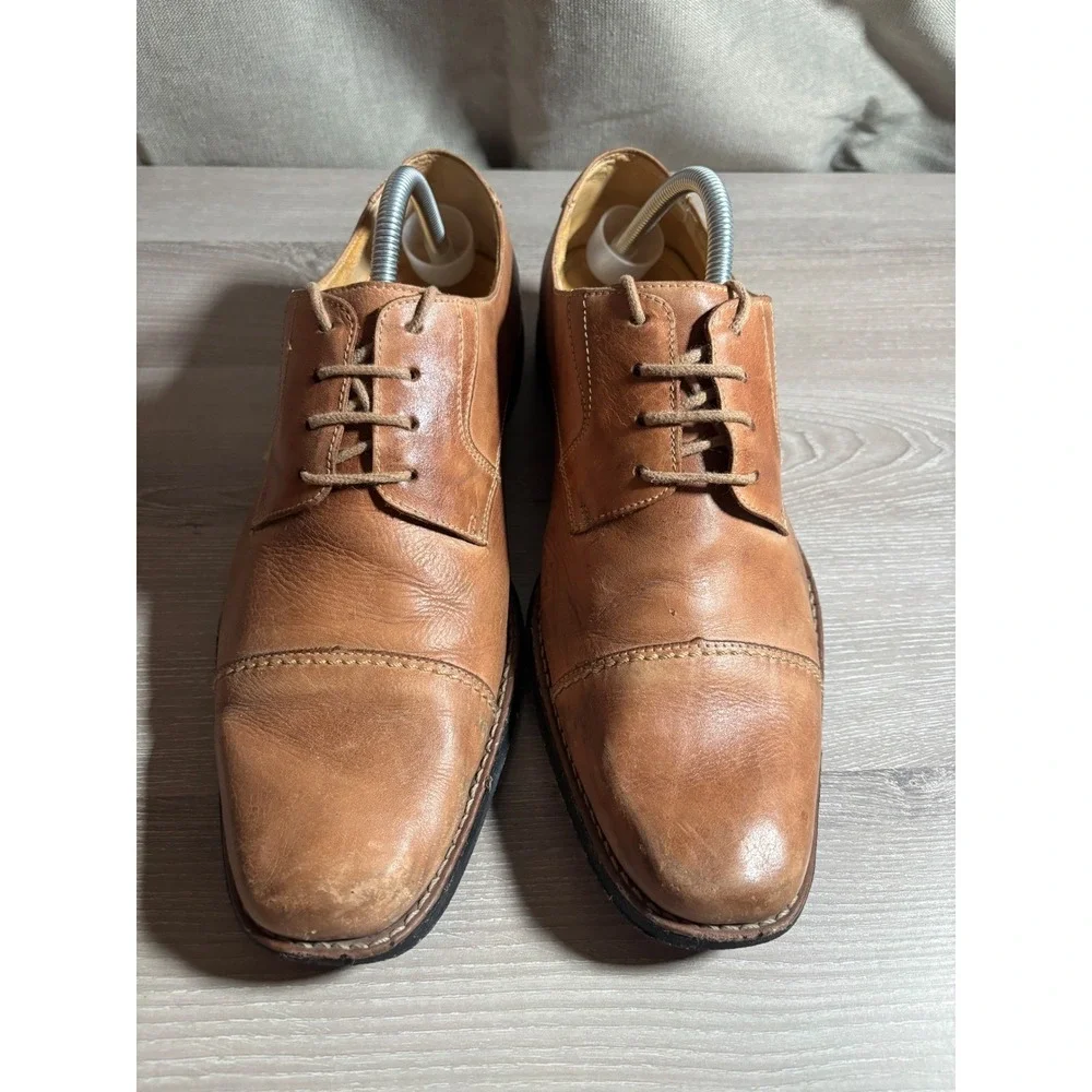 Sandro Moscoloni Mens 11M Tan‎ Leather Cap Toe Oxford Dress Shoes Lace Up Brown